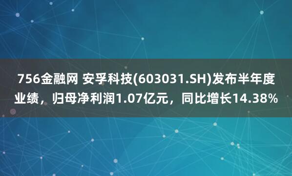 756金融网 安孚科技(603031.SH)发布半年度业绩，归母净利润1.07亿元，同比增长14.38%
